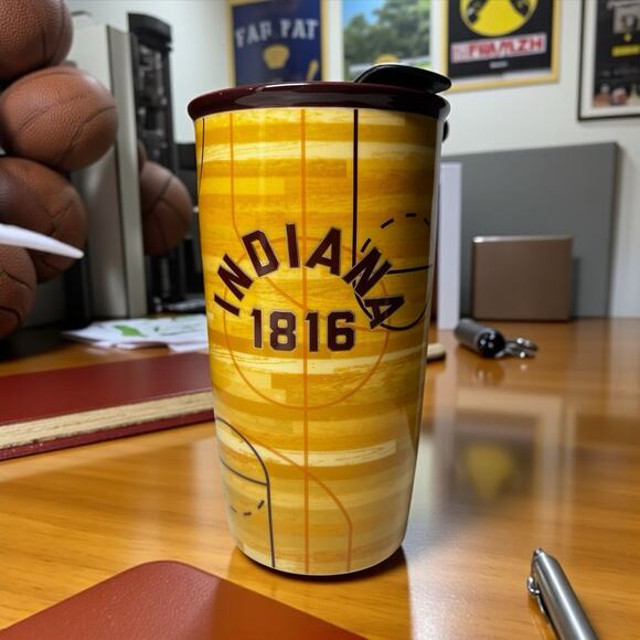 Starbucks Indiana Hoosiers Basketball 12oz Ceramic Travel Mug Collector Cup 1816 - Picture 1 of 7